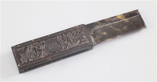 A Chinese export tortoiseshell fold out comb, 19th century, 9cm when folded
